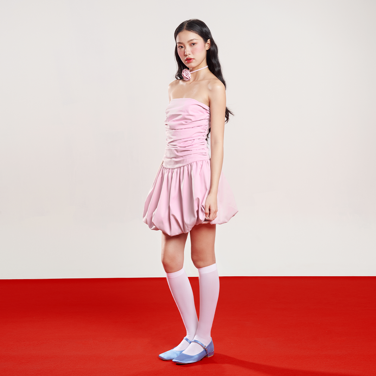 DOTTIE - Đầm cúp ngực tùng bí - Hồng - D0586