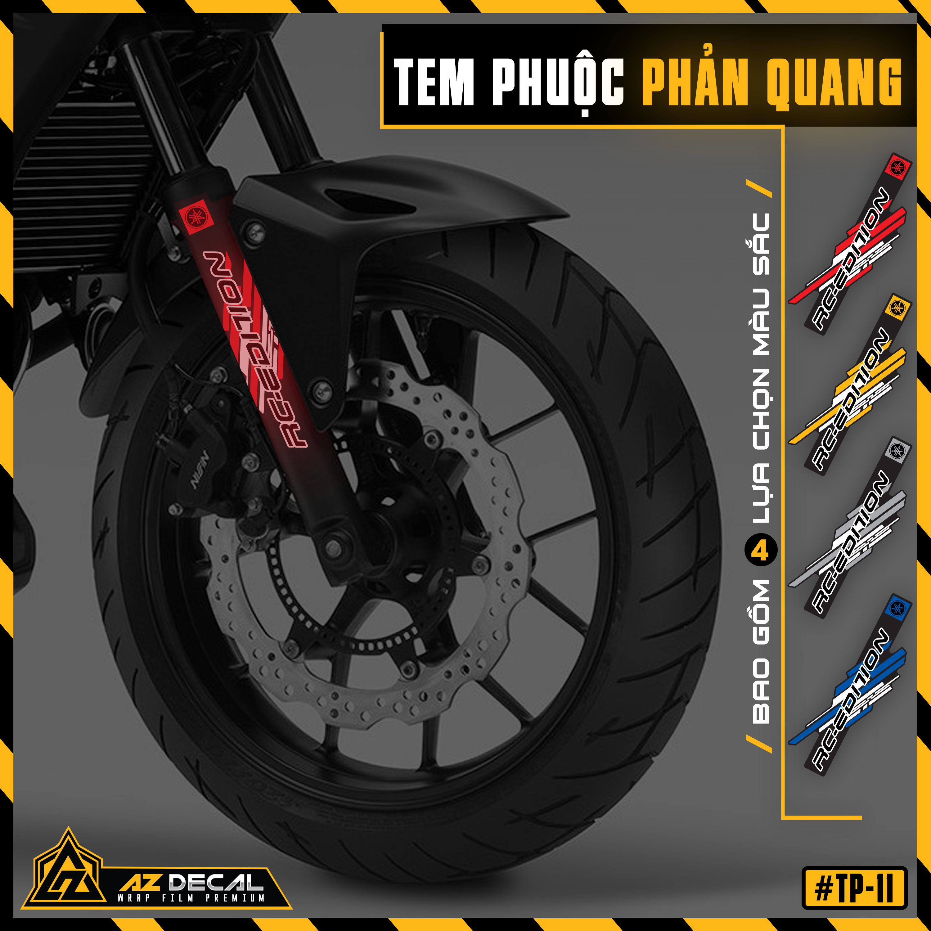 Tem Dán Phuộc RC Edition Cho Xe Máy, Xe Điện | TP11 | Chất Liệu Phản Quang Chống Thấm Nước, Dễ Dán - Azdecal