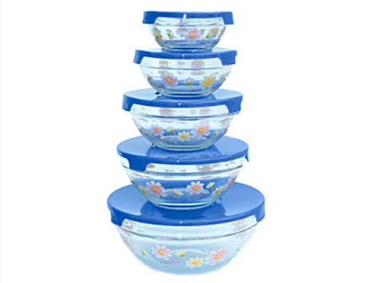 [HCM]Bộ 5 Tô Thủy Tinh Có Nắp (màu ngẫu nhiên)