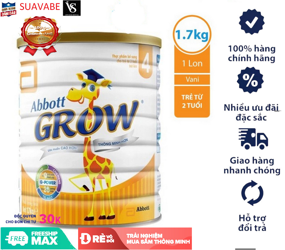 Sữa bột Abbott Grow 4 G-Power Hương Vani 1.7kg Không kèm quà