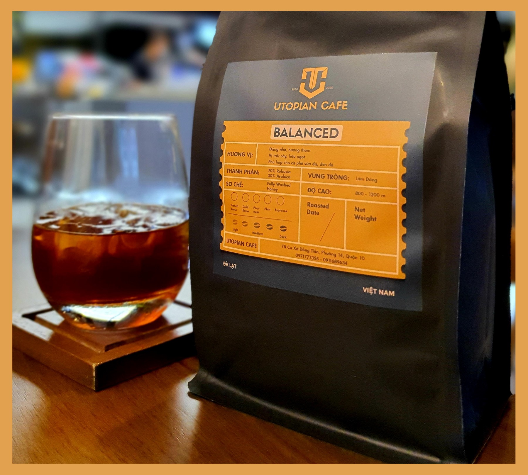 [HCM]500gr- Dòng Balanced (Đắng nhẹ) - Cà phê nguyên chất đặc biệt Arabica & Robusta