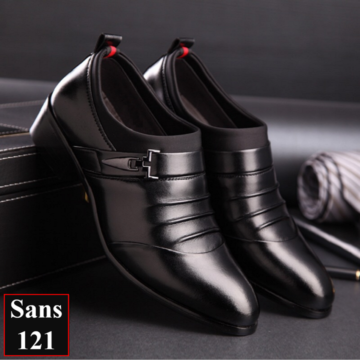 Giày da nam cao cấp Sans121 giầy tây không dây đen nâu trắng bigsize size lớn 43 44 45 46 47 48 nhỏ 37 38 39 40 41