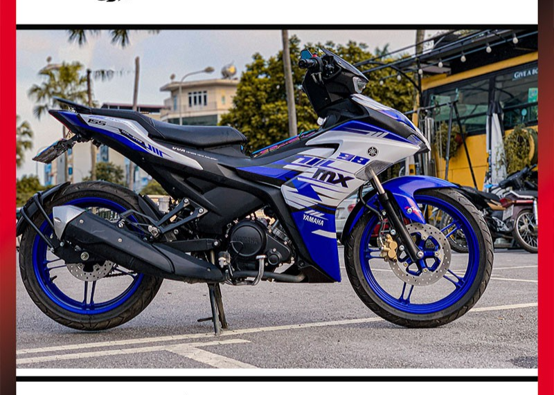 Tem trùm exciter 155 trắng xanh phong cách mx king
