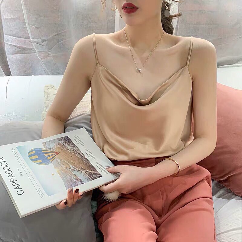 Áo 2 Dây Phi Lụa Cổ Đổ,Áo 2 Dây Nữ,LY STORE