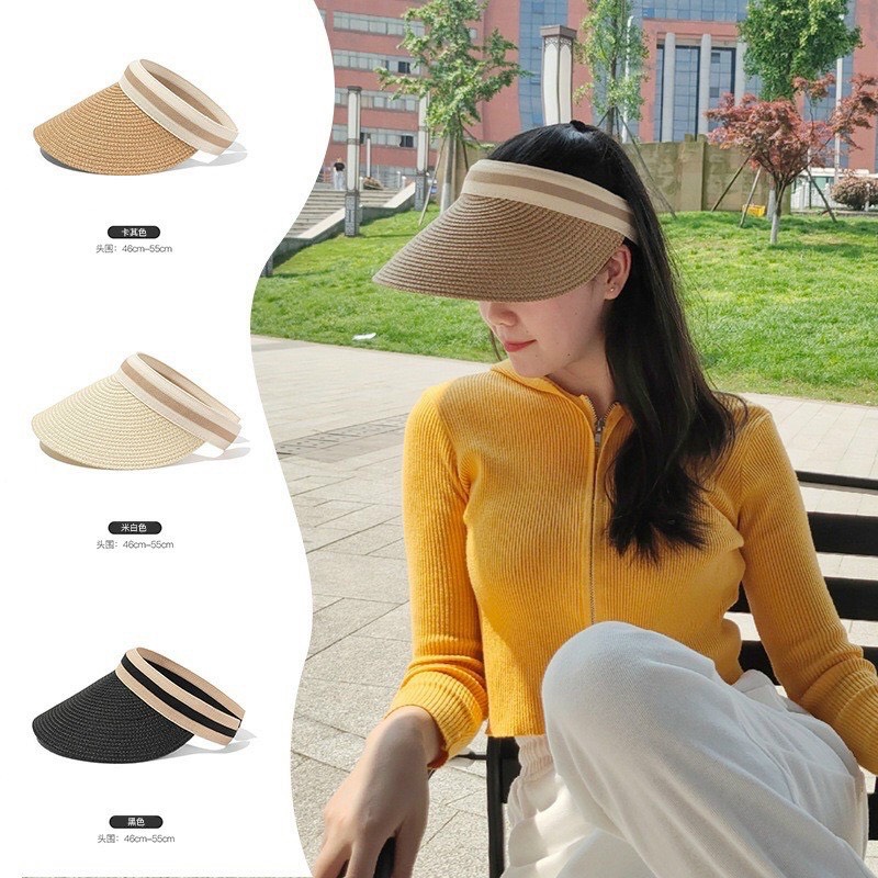 Mũ cói hở chóp rộng vành chống nắng hiệu quả LT03