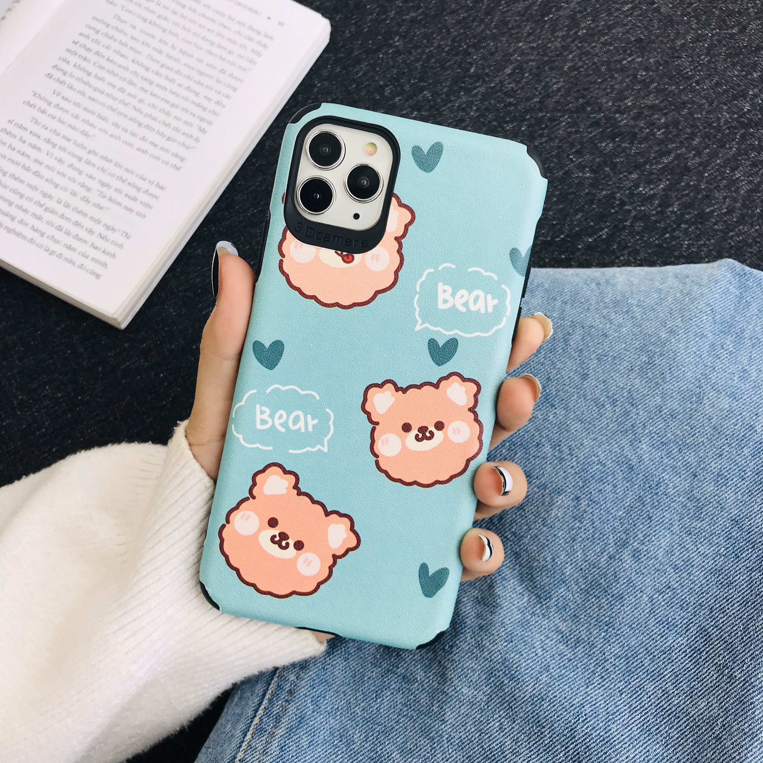 Ốp Lưng Da IMD Bear Smile