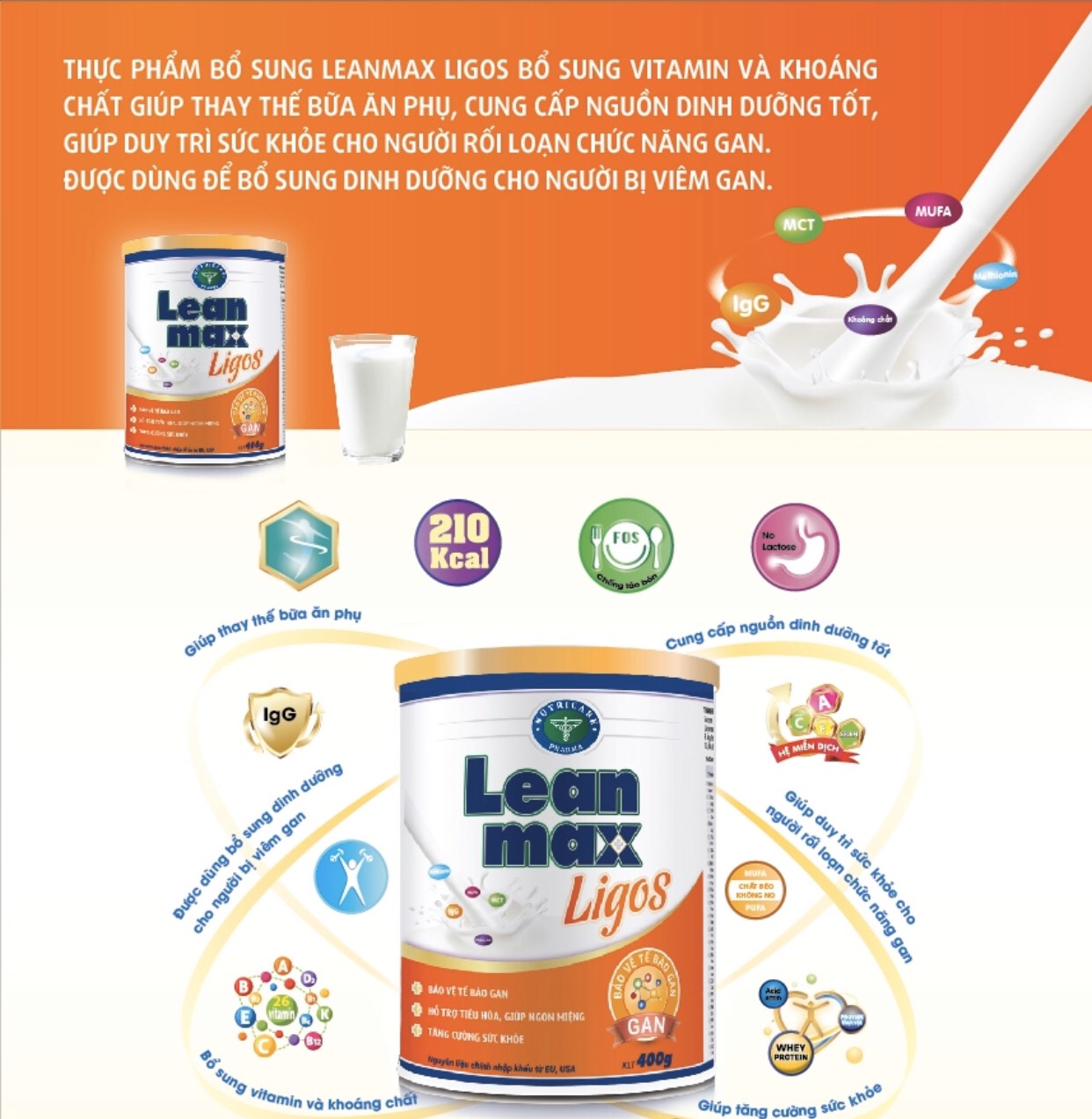 [HCM]sữa Lean Max Ligos 400g( Dinh dưỡng dành cho bệnh Gan)