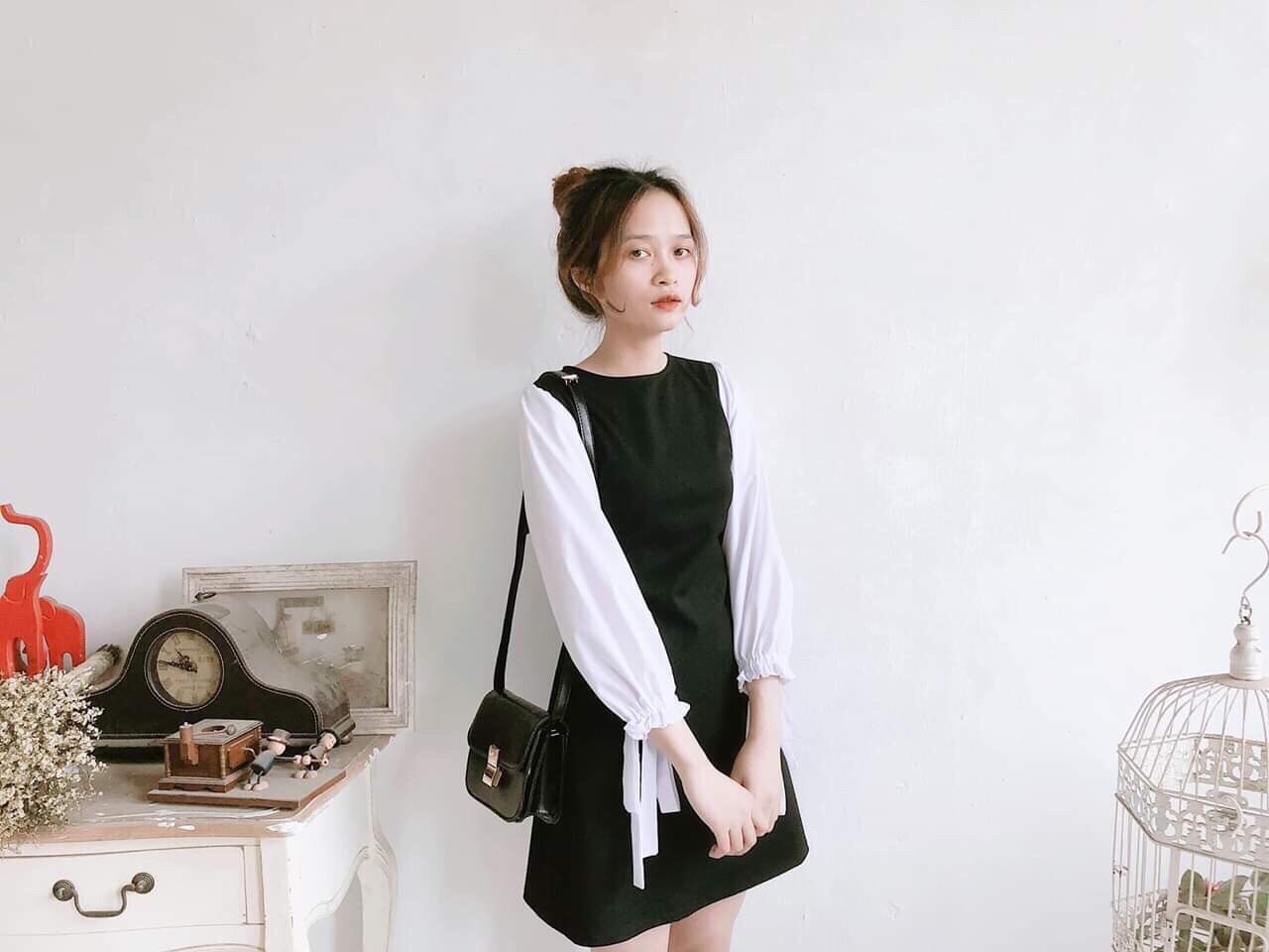 Đầm thun phối tay voan nữ tính TTSA0072