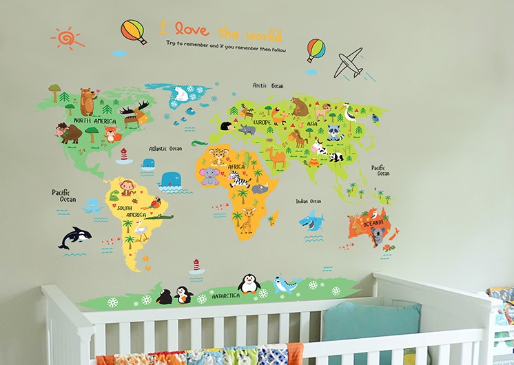 Decal dán tường Bé yêu thế giới - T17 - Kiddecals