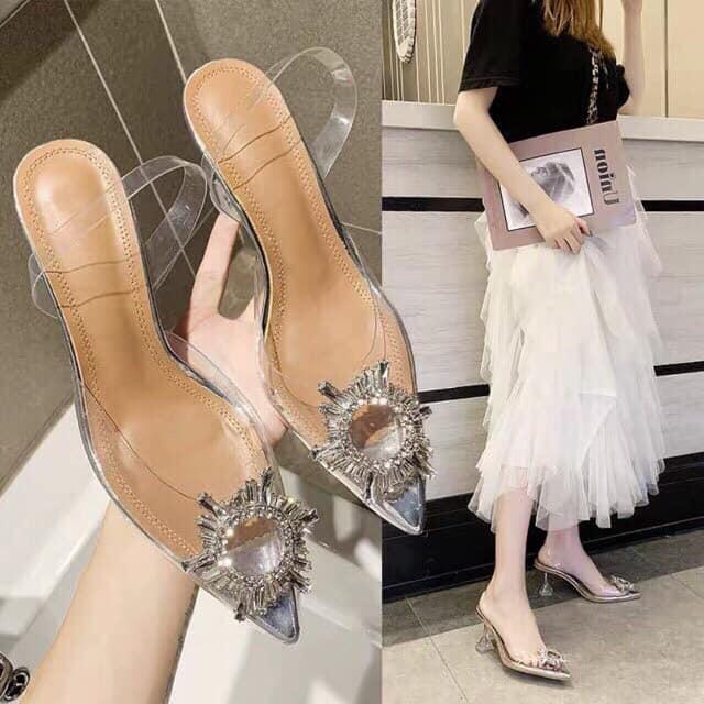 Sandal cao gót  hoa đá