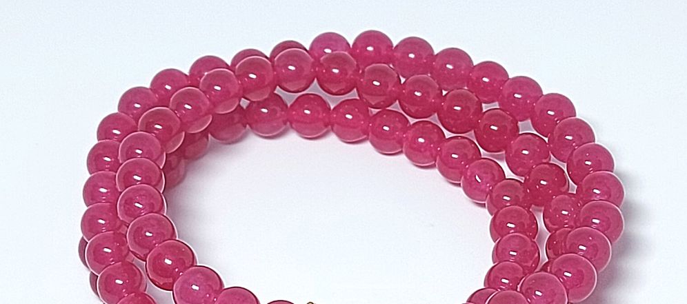 HM Vòng Tay Mã Não Hồng Ruby Size 6 Li Quấn 3 mix Charm Vàng Trái Tim | Hoa Minh Gem