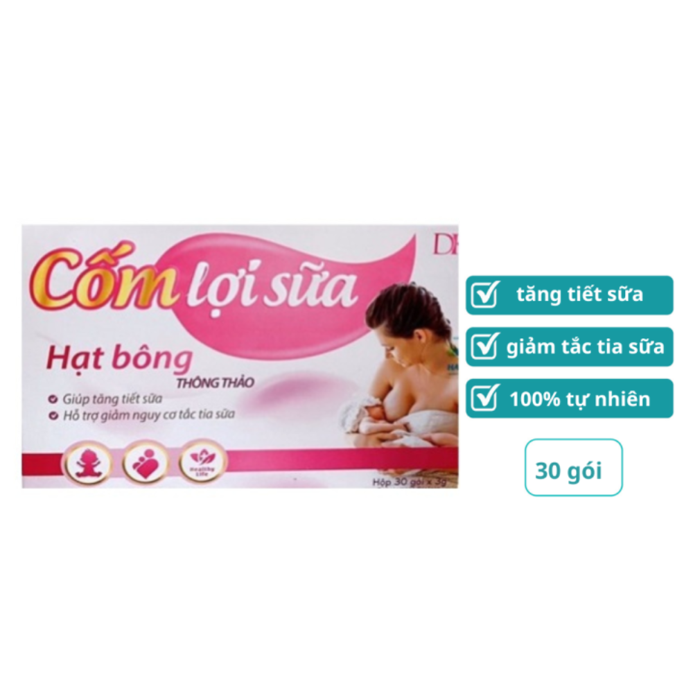 Cốm lợi sữa hạt bông thông thảo - Hộp 30 gói
