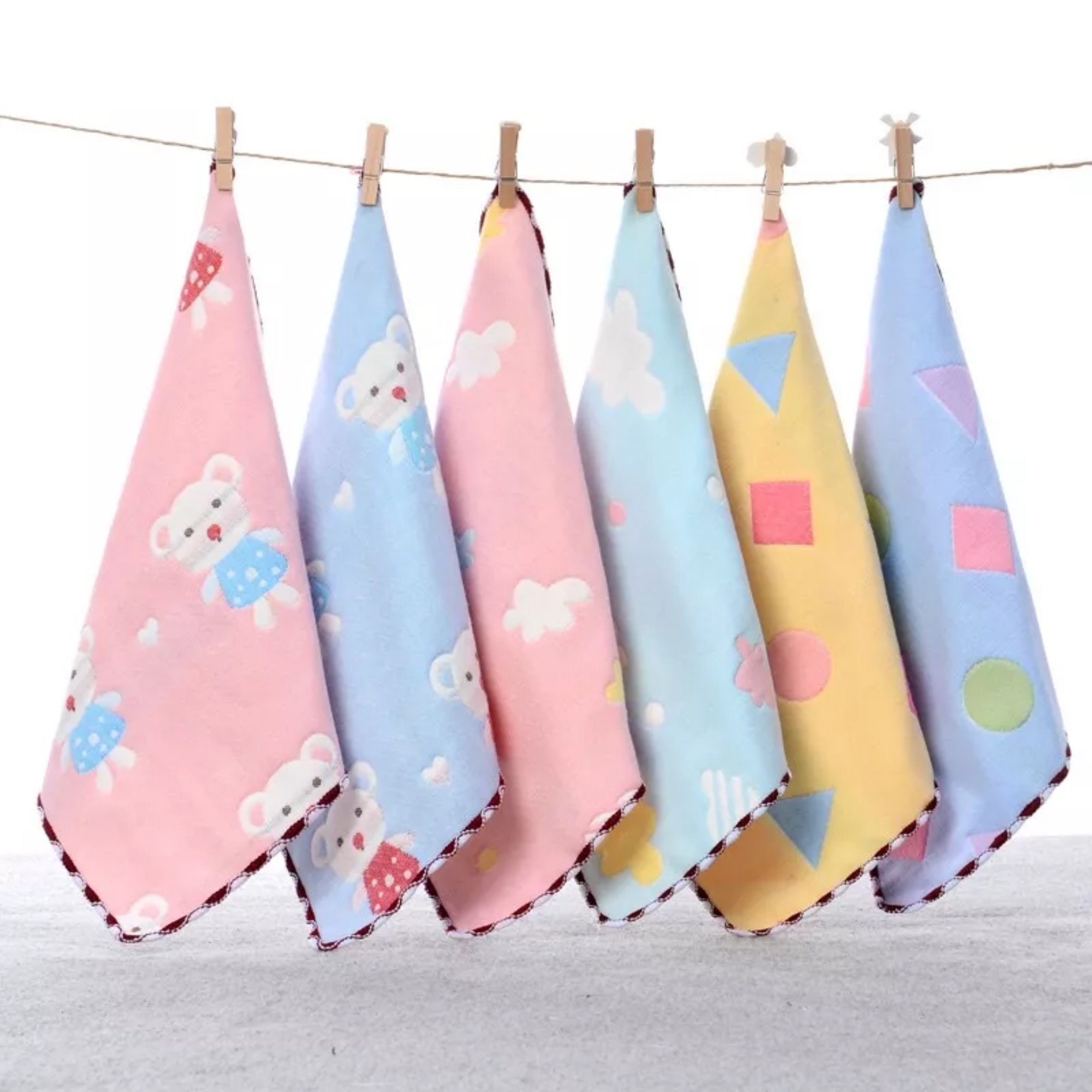 Set 5 chiếc khăn sữa sợi tre 6 lớp ( 25*25cm)
