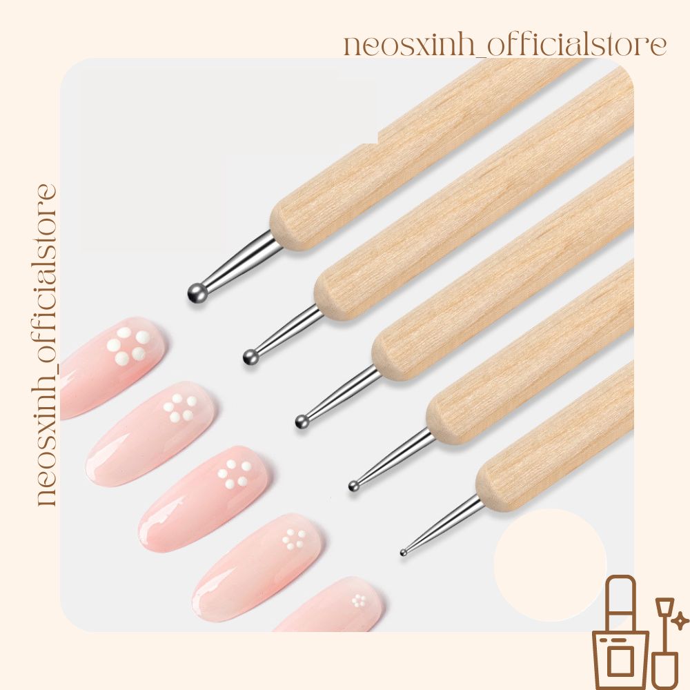 Bộ 5 Cọ Chấm Bi Vẽ Móng - Neosxinh Nails