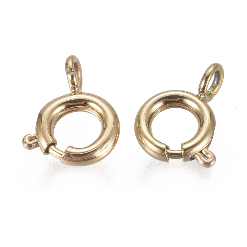 5 pc Ion Plating304 Stainless Steel Spring Ring Clasps, Golden, 6x1.6mm