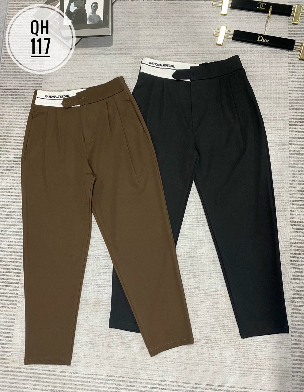 Quần baggy nữ công sở cạp chun