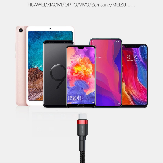 Dây sạc type c Baseus cafule siêu nhanh dài 1m 2m 3m - Cáp typec bọc dù andoird dùng cho samsung xiaomi oppo ...vv