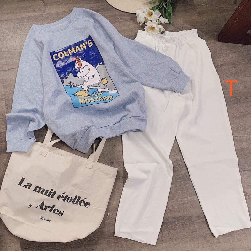 Sét áo colman +quần trắng TT12