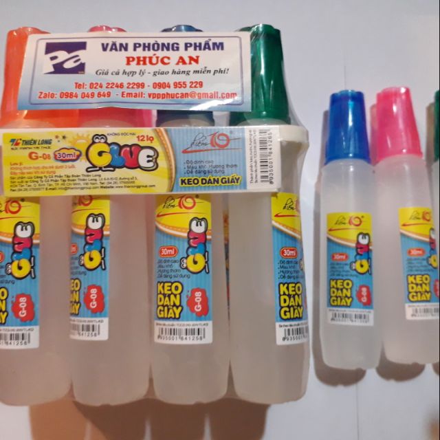 Lốc gồm 12 lọ keo dán giấy thiên long - hồ nước g08