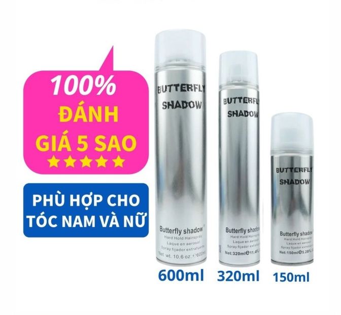 Gôm xịt tóc Butterfly Shadow 150ml 320ml 600ml | Gôm bạc giữ nếp tạo kiểu nam nữ