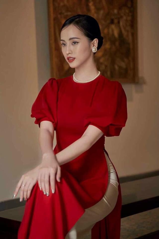 Bộ áo dài lụa ngọc trai mềm mịn cao cấp