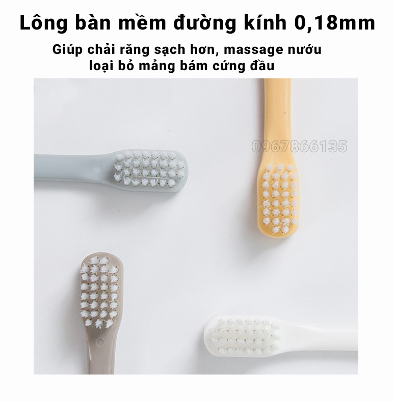 Hộp 4 bàn chải đánh răng lúa mạch đầu chải mềm mại