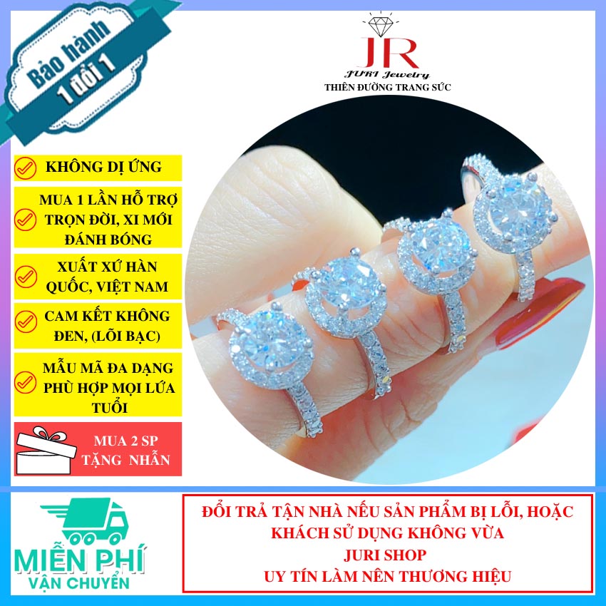 Nhẫn nữ gắn đá tròn - N1705154 JURI SHOP - Giống Vàng Thật 99% - Chất liệu mạ vàng 4 lớp, Bền Màu Vĩnh Viễn Không Đen - Dùng Đi Tiệc