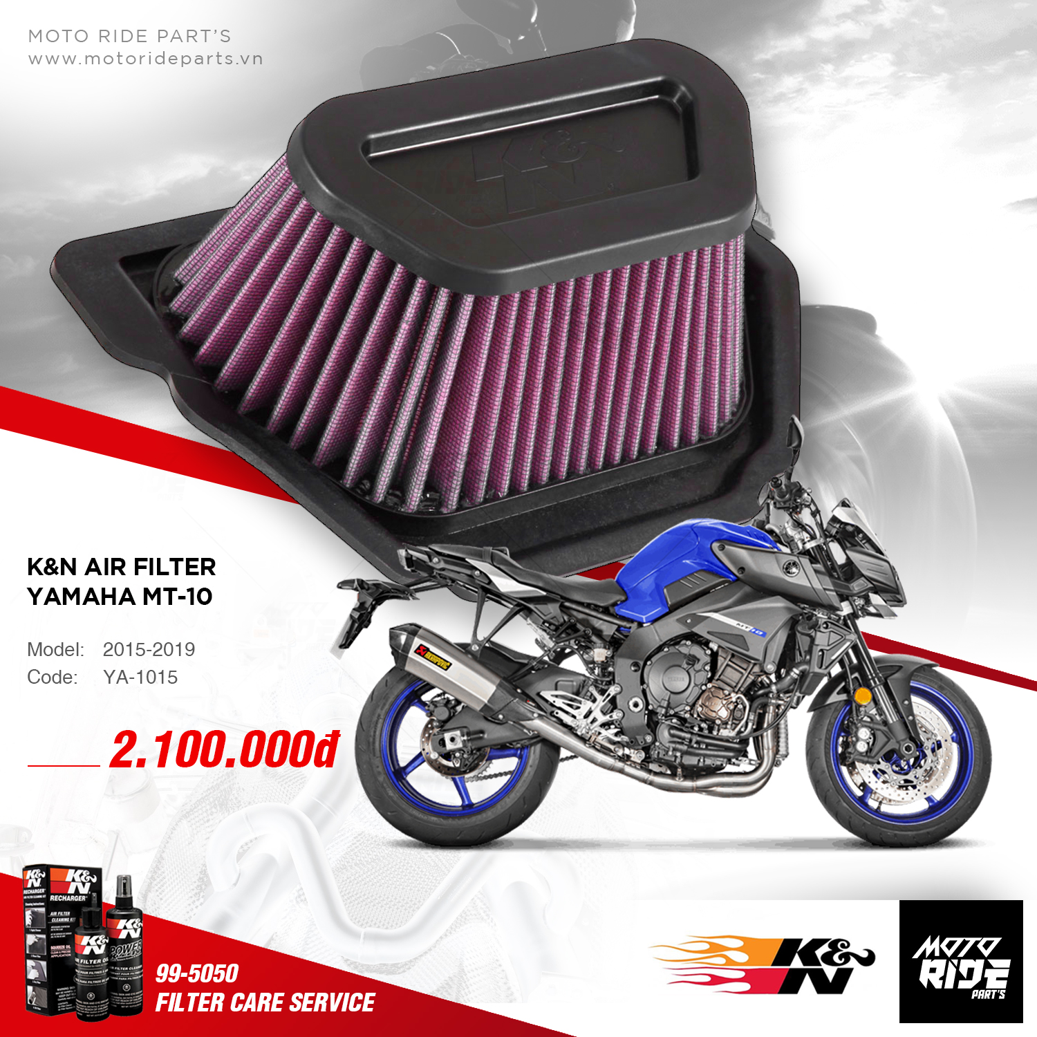 K&N YA-1015 LỌC GIÓ ĐỘ CHO YAMAHA R1 / MT-10