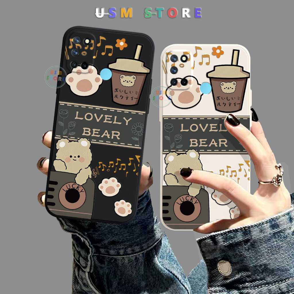 Ốp lưng Oppo Realme 7i / Realme C17, silicon dẻo, Bear coffee