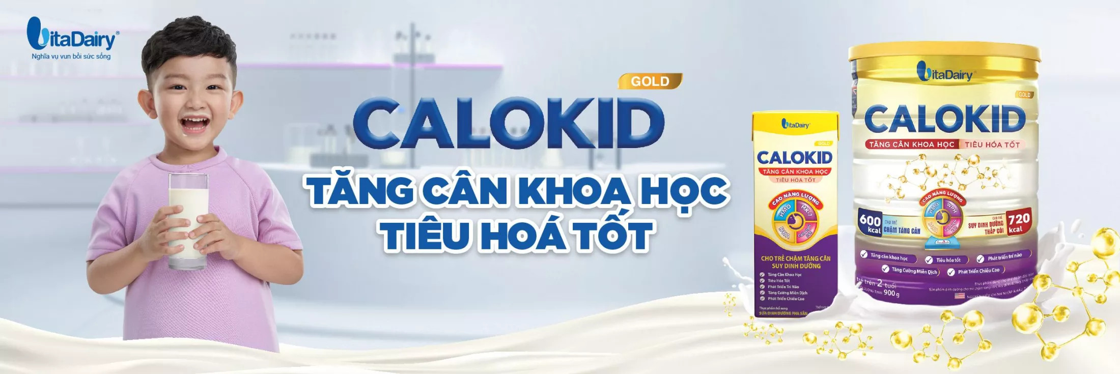 Thùng 48 Hộp Sữa Pha Sẵn Vitadairy CALOKID GOLD 180ml.