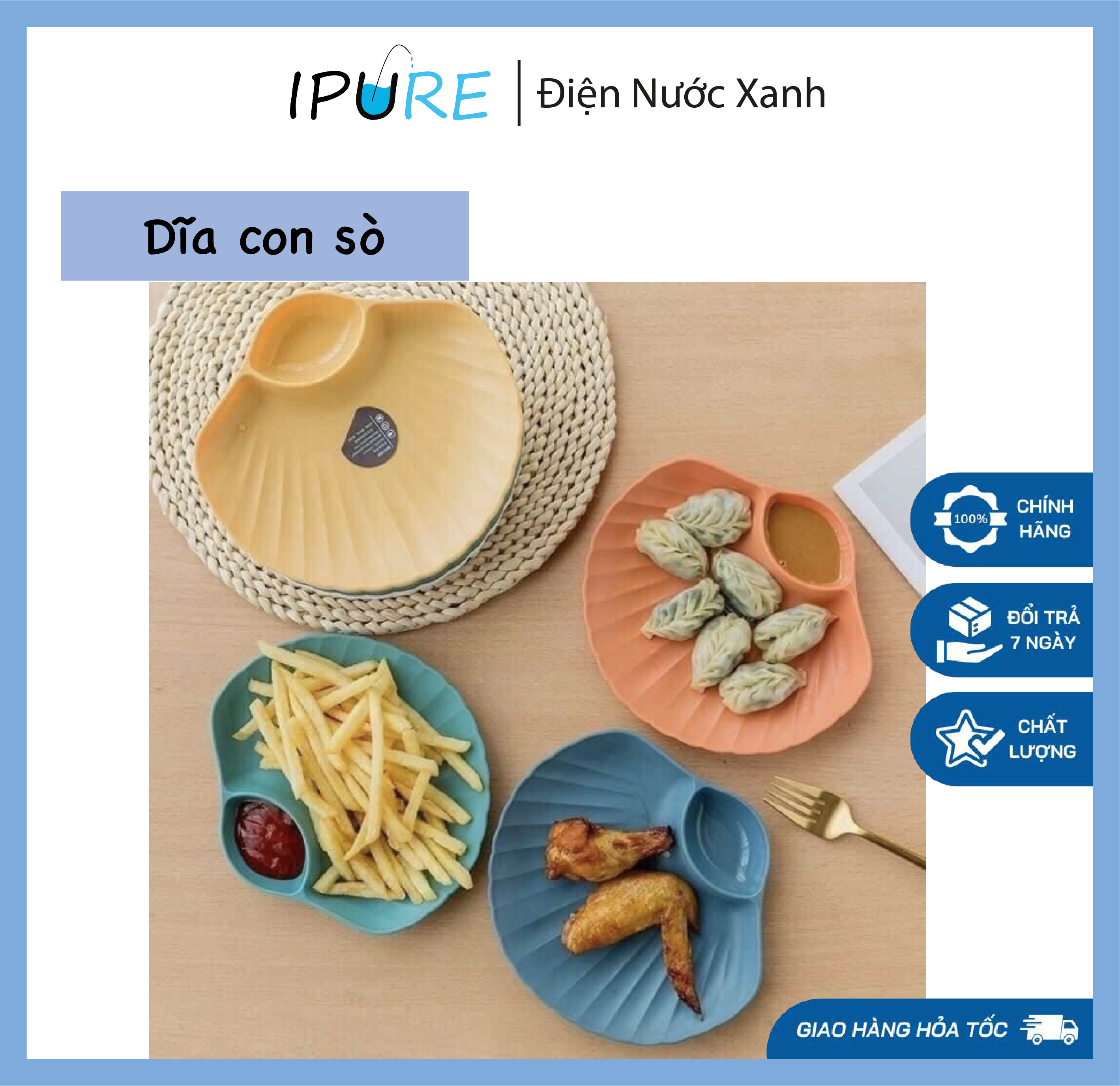 Dĩa con sò chất liệu nhựa có khay nước chấm