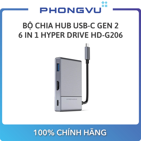 Bảng giá Bộ chia/Hub USB-C Gen 2 6 in 1 Hyper Drive HD-G206 - Bảo hành 24 tháng Phong Vũ