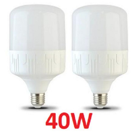 Bộ combo 2 bóng đèn Led trụ 40W Siêu sáng tiết kiệm điện Đuôi đèn E27 kín nước ánh sáng Trắng - Bảo hành 12 tháng, dùng trong nhà, ngoài trời