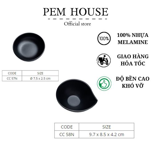 Chén Chấm Melamine Nhám Đen