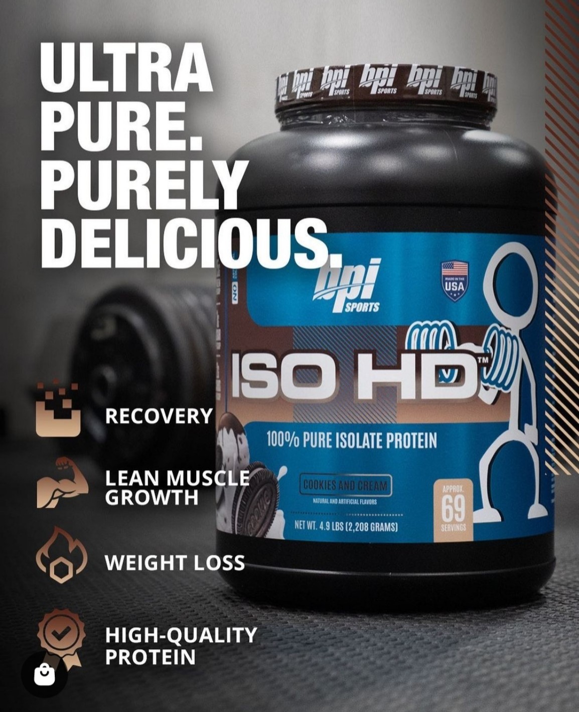 Whey tăng cơ BPI Sports Iso-HD 100% Whey Isolate 4.8 - 4.9lb