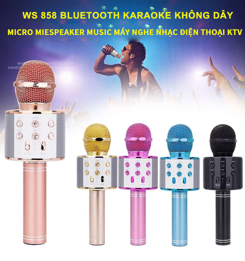 Micro không dây Karaoke WS 858 Bluetooth
