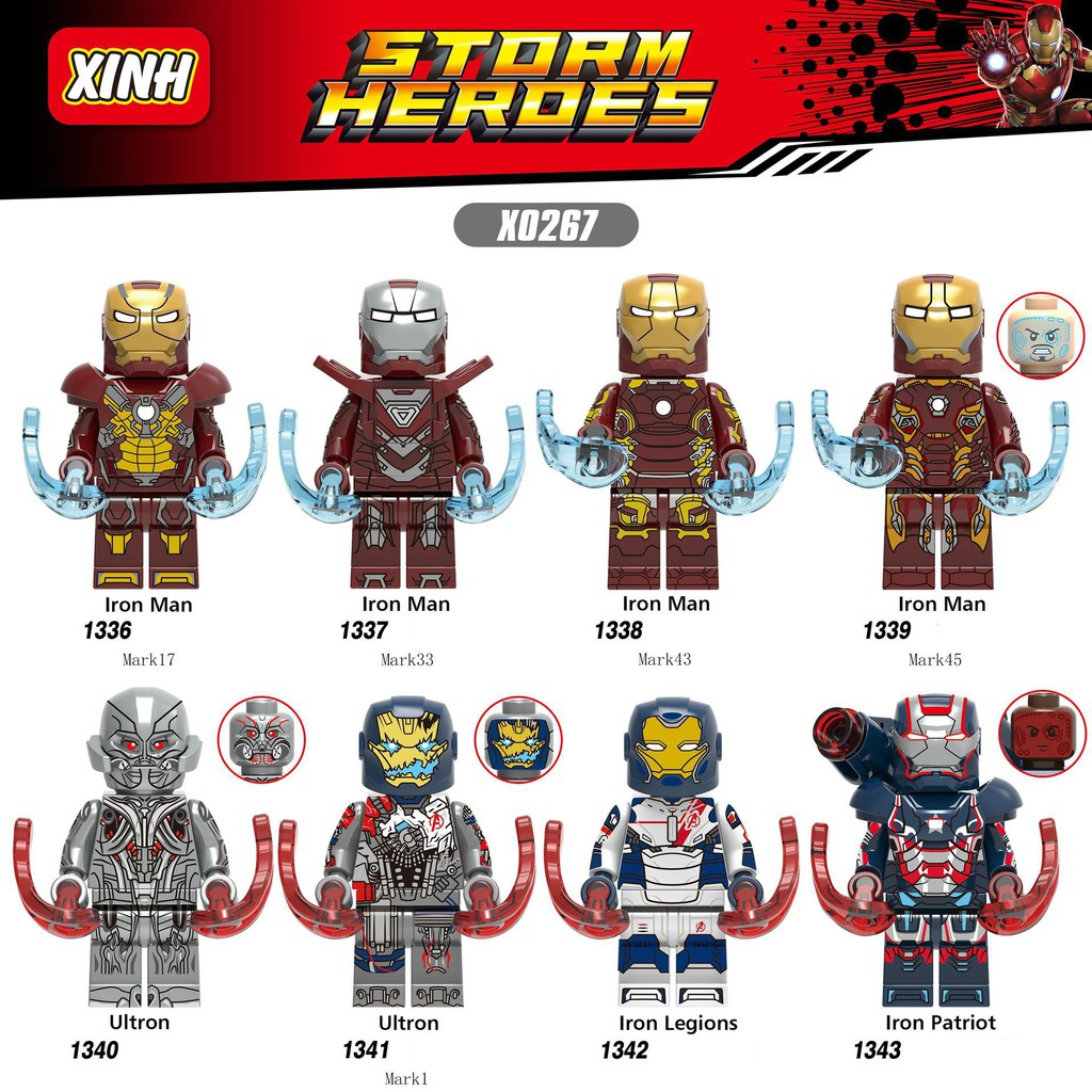 Mini Các Mẫu Nhân Vật Ironman Ultron Mark17 Mark33 Mark43 Mark45 Iron Patriot Mẫu Mới Siêu Đẹp X0267