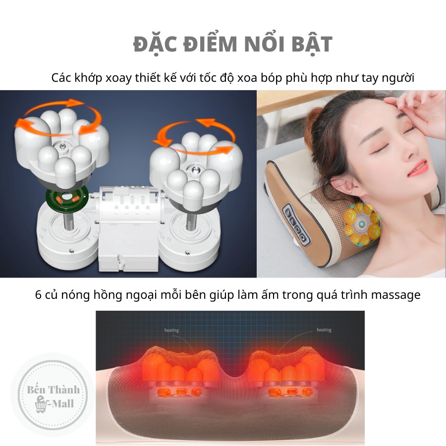 Gối massage hông ngoại 16 bi đa năng Gối massage cố vai gáy toàn thân công nghệ Nhật Bản đảo chiều trị liệu giảm đau - Gối massage lưng và cột sống máy massage cổ vai gáy dụng cụ massage cổ vai gáy gối mát xa hồng ngoại