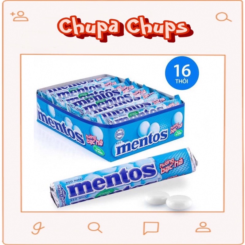 Kẹo Nhai Mentos Bạc Hà (Hộp 16 Thỏi )