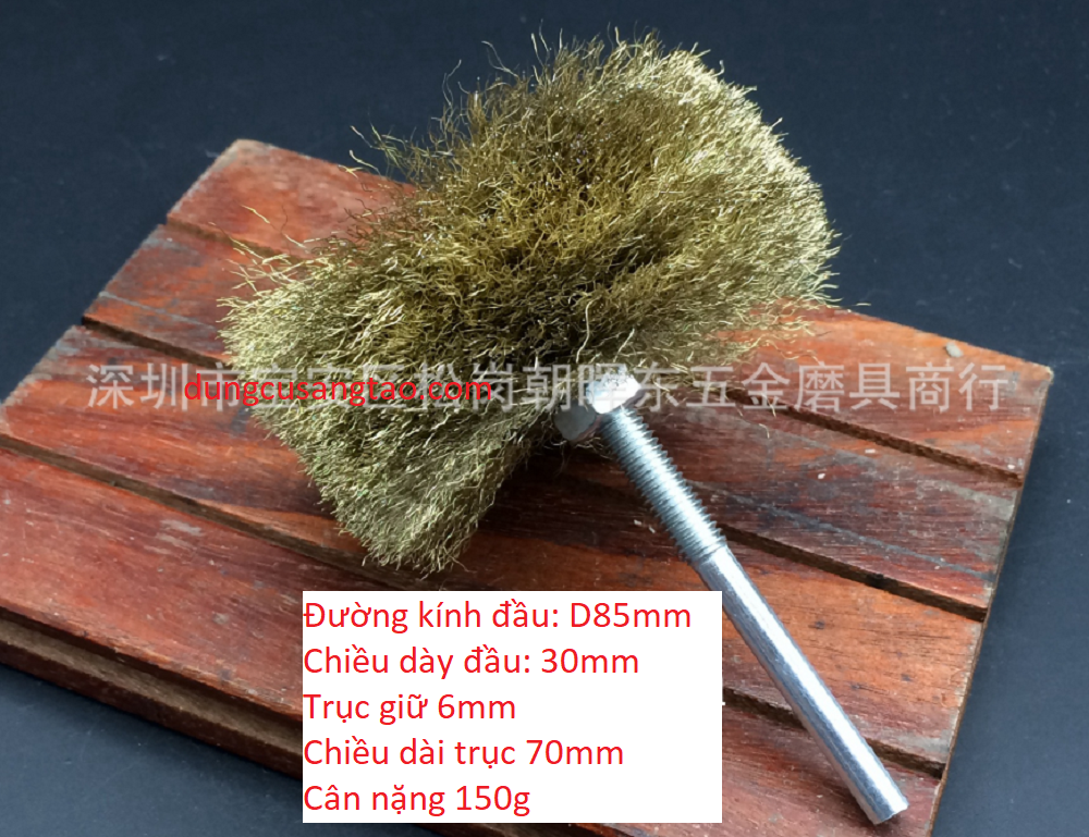 Chổi sắt đánh gỉ D85mm cán 6mm