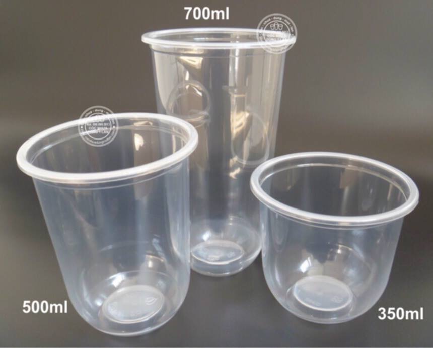 200 cốc bầu ly chữ U đựng trà sữa 500ml