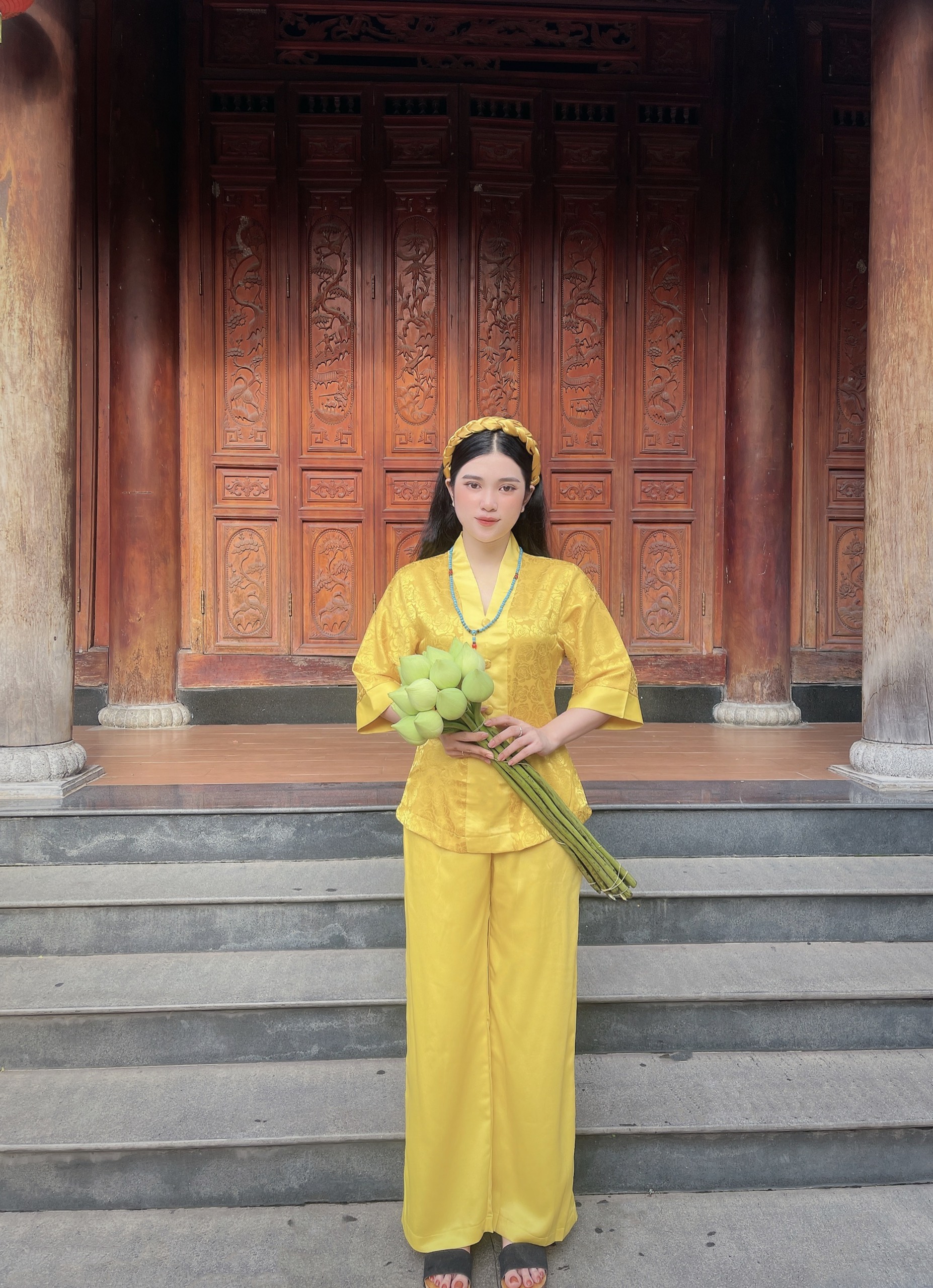Đồ lam đi chùa #bà ba lai vải gấm# quần áo nữ