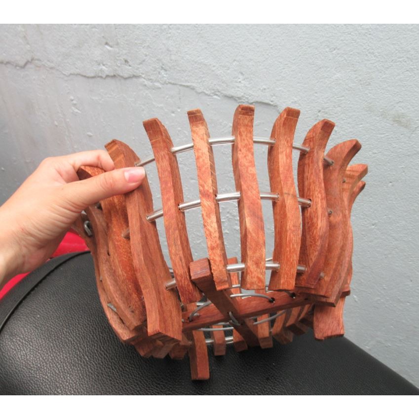 CHẬU LAN GỖ CĂM XE - SIZE 25CM - MẪU ĐÀI SEN