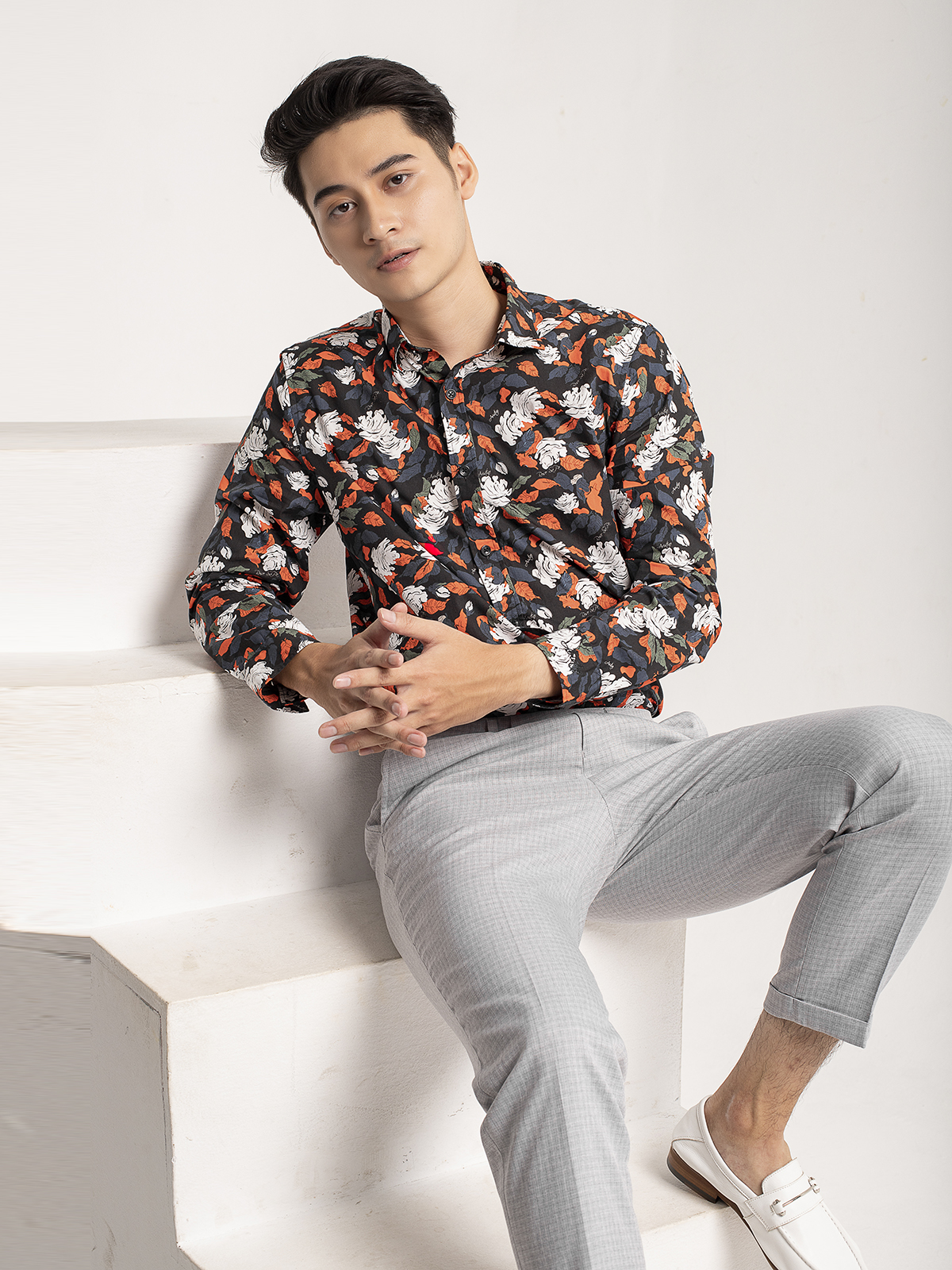 Áo sơ mi nam dài tay ARISTINO họa tiết hoa hồng thời thượng, chất cotton cao cấp thoáng mát, mềm mịn - ALSM2009