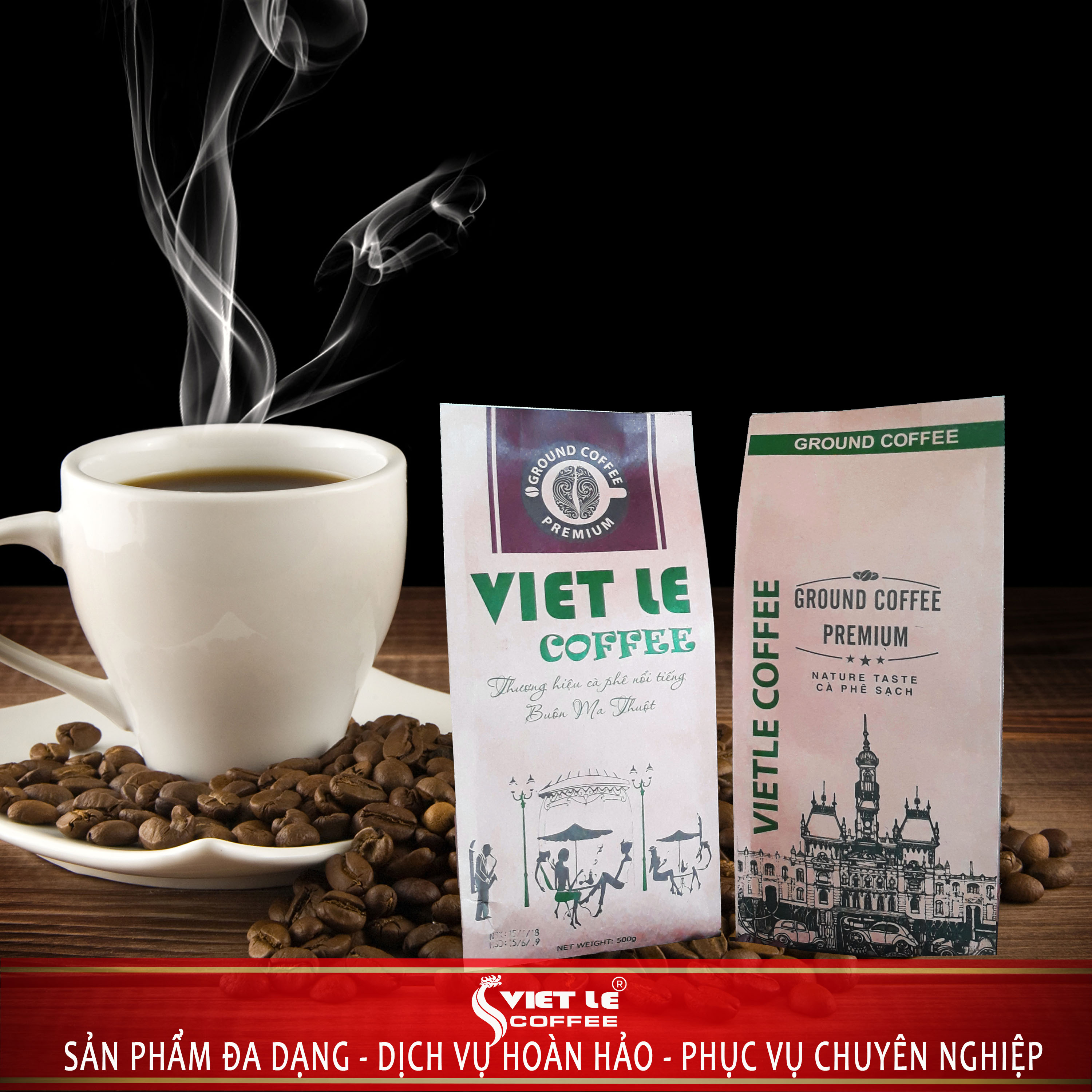 1kg Cà phê bột VIET LE Premium túi giấy cao cấp