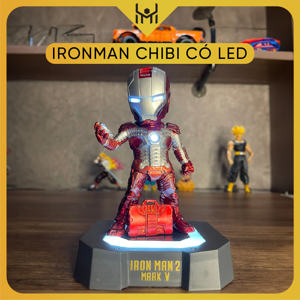 - Mô Hình Marvel Ironman MK2 chibi siêu chất, cao 20cm - Figure Ironman - Led đẹp