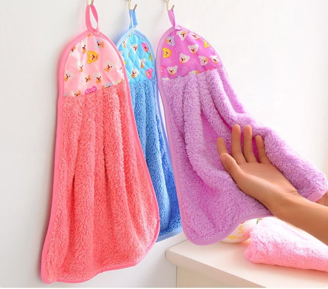 Khăn lau tay, lau chén nhà bếp siêu thấm, Loại Dày chất liệu Cotton, Có móc treo tiện dụng (Màu ngẫu nhiên)