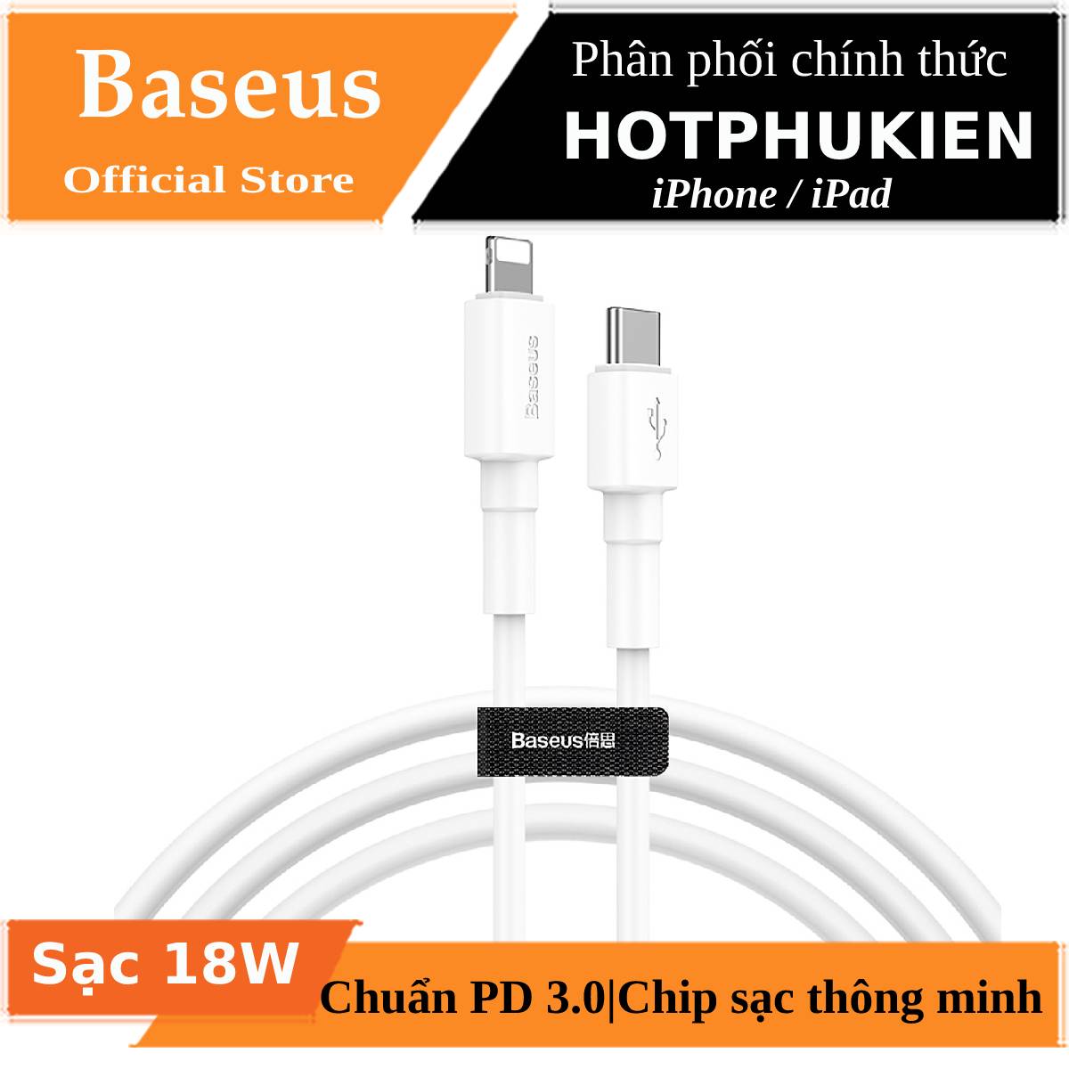 [HCM]Dây cáp sạc nhanh 18W USB Type-C to Lightning hiệu Baseus Mini White cho iPhone / iPad (Hỗ trợ sạc nhanh PD 3.0 trang bị chip sạc thông minh tốc độ truyền tải dữ liệu tốc độ cao 480Mbps) (Bảo hành 03 tháng 1 đổi 1) - Phân phối bởi Hotphukien
