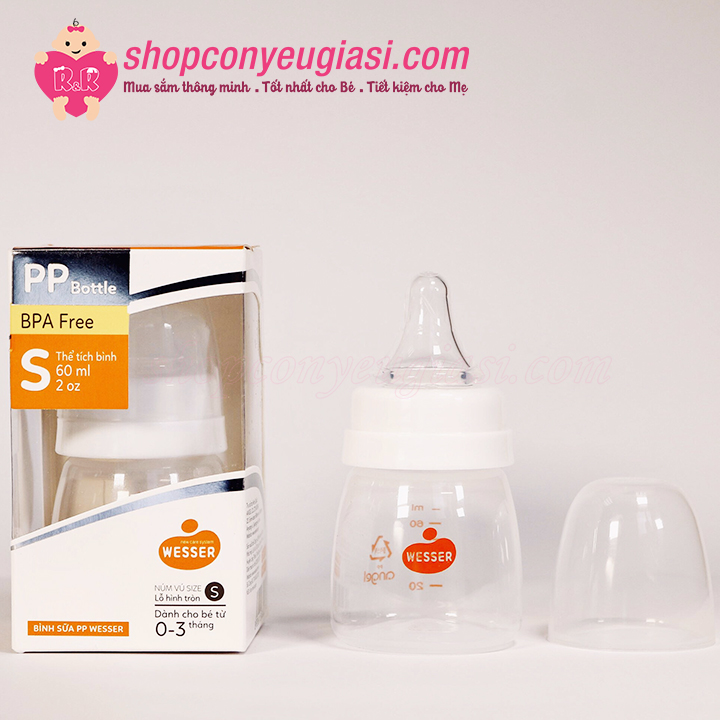 [HCM][Mẫu Mới] Bình Sữa Wesser PP Cổ Hẹp 60ml / 140ml / 250ml