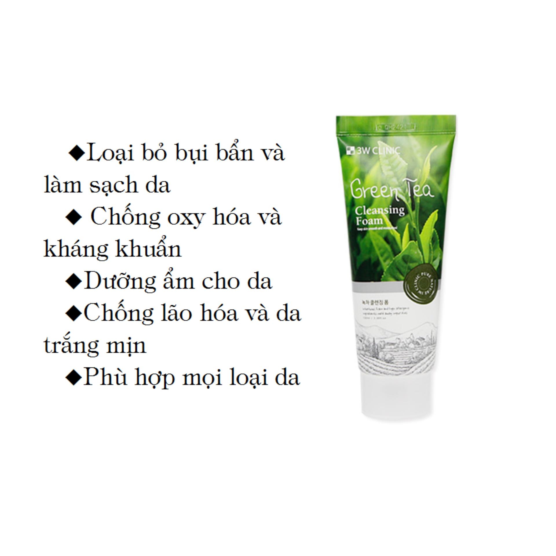 Sửa rửa mặt trà xanh 3W Green Tea hàn quốc